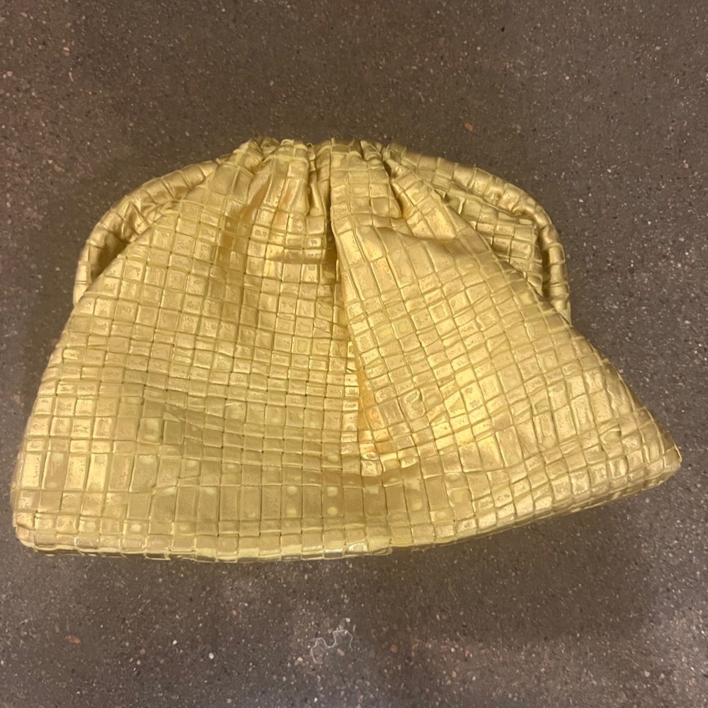Maria La Rosa Laminated Game Clutch Gold